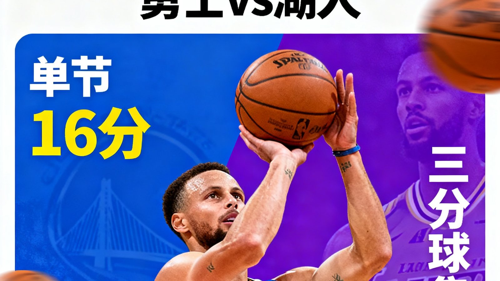 人人体育篮球集锦模块展示勇士vs湖人，库里单节16分三分球集锦